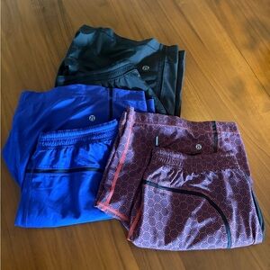 lululemon athletica Shorts - Black, Blue, and Pattern